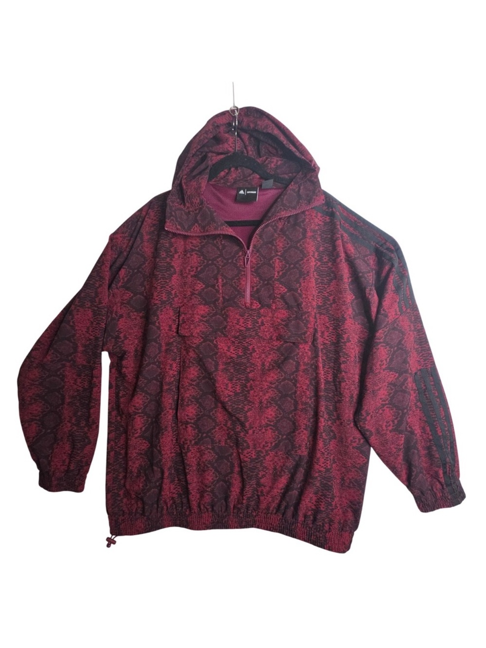 New Adidas Ivy Park Maroon Snake-Print Pullover Jacket